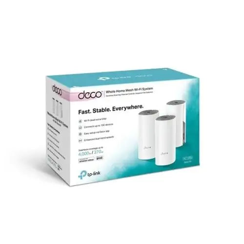TP-Link Wi-Fi Router Deco E4 AC1200 (3pcs) Mesh System 1200Mbps LAN/WAN 802.11ac White EU
