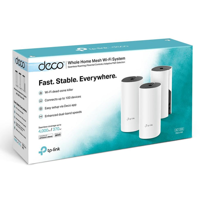 Wireless router TP-Link Deco M4, AC1200, 2.4/5 GHz, 300 - 867 Mbps, Gigabit, 3 pcs. in a set