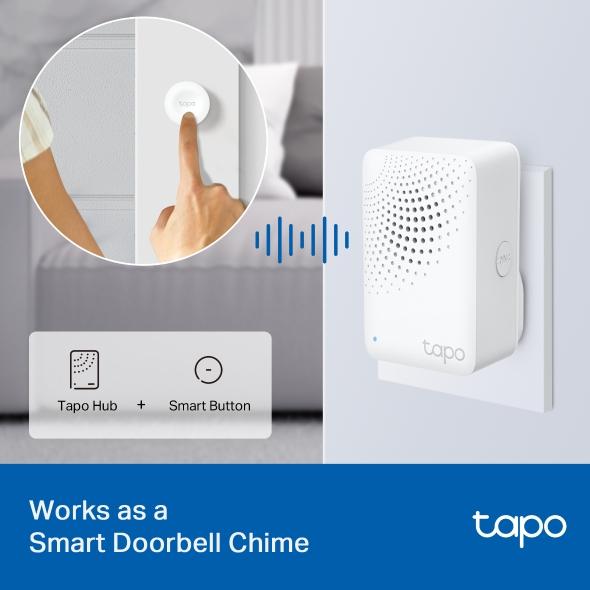 TP LINK smart hub with doorbell H100, alarm, coordinates with Tapo smart sensors, connects up to 64 smart devices, doorbell, Wi-Fi