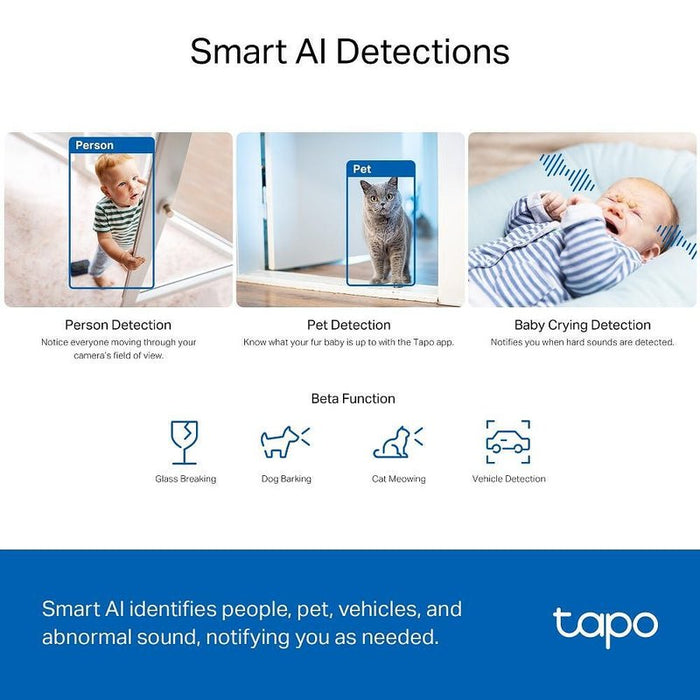TP-Link Camera Tapo TC74 Wi-Fi Indoor Security Pan/Tilt, 1080P, Night Vision, 360 Degrees, White EU