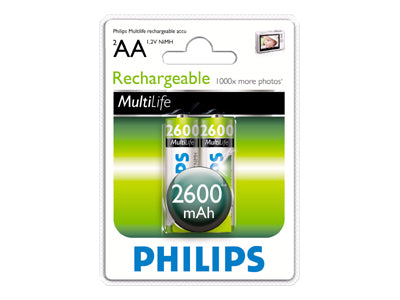 Philips Rechargeable battery HR6 AA, 2600 mAh, 2-blister