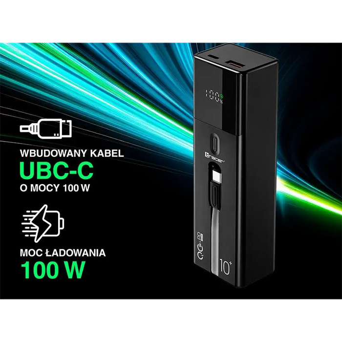 Tracer Quant 10000mAh 100W PD + QC Black - Power banksLAD-POW<<<Power supplies for phonesLAD<<<ActionPL