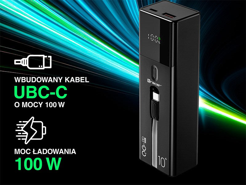 Tracer Quant 10000mAh 100W PD+QC, Black