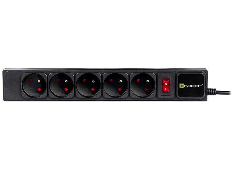 Tracer PowerWatch power strip with surge protection 3m, 5 sockets, black