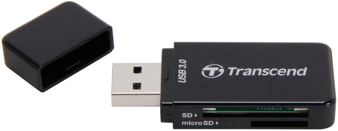 Transcend SD/microSD Card Reader, USB 3.0/3.1 Gen 1, Black