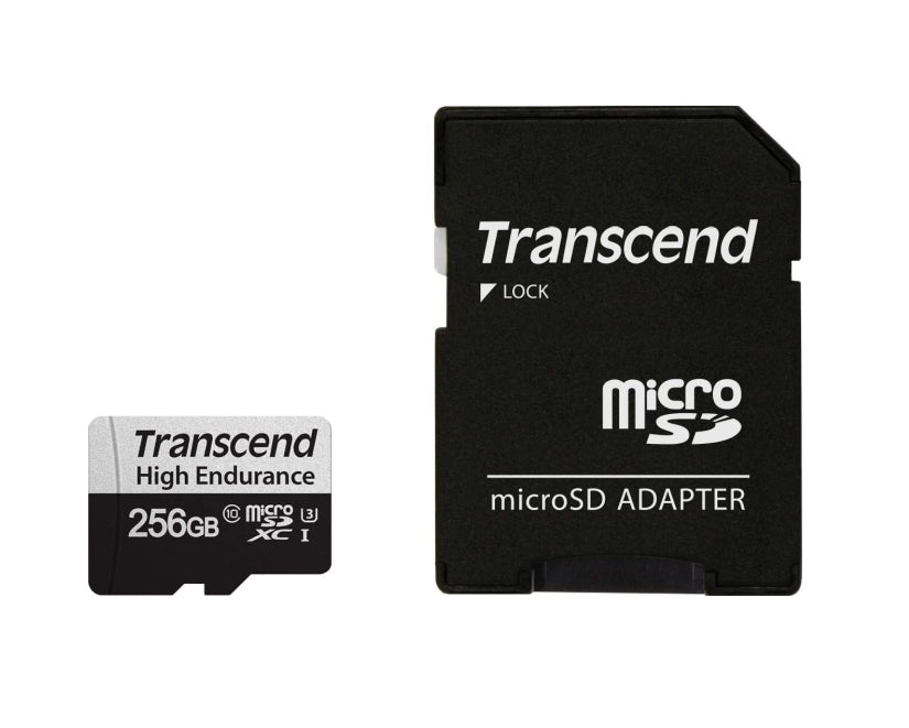 Transcend 256GB micro SD w/ adapter U3, High Endurance