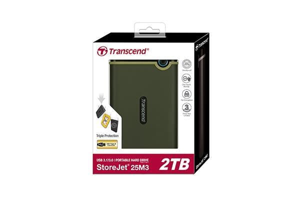 Transcend 2TB, 2.5" Portable HDD, StoreJet M3, Military Green, Slim