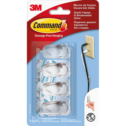 TRANSPARENT CABLE ORGANIZER 4 PCS + 5 STRIPS COMMAND 17301 - Продукти за съхранение и организация на дрехи<<<Домашни