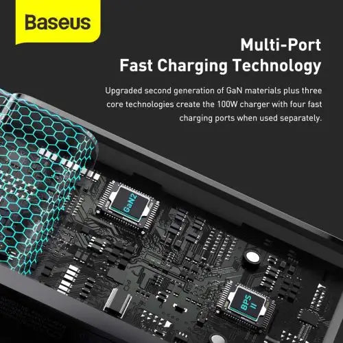 Travel Charger Baseus GaN2 Pro Quick 2x USB + 2x USB-C 100W EU (Black) - Travel