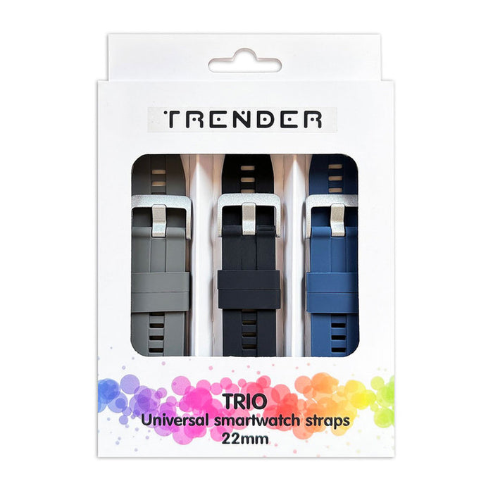 3 STRAPS TRENDER SILICONE 22 mm BL/BK/GR