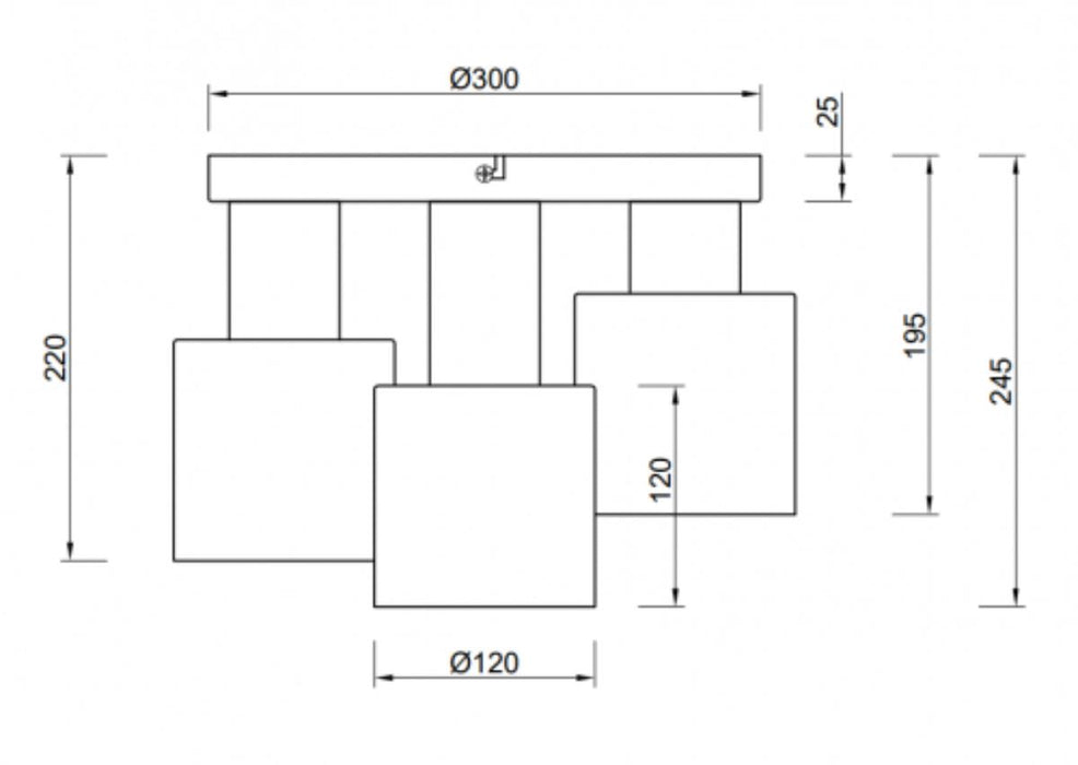 CEILING AGUDO TRIO 3X E27 METAL 3 COLORS