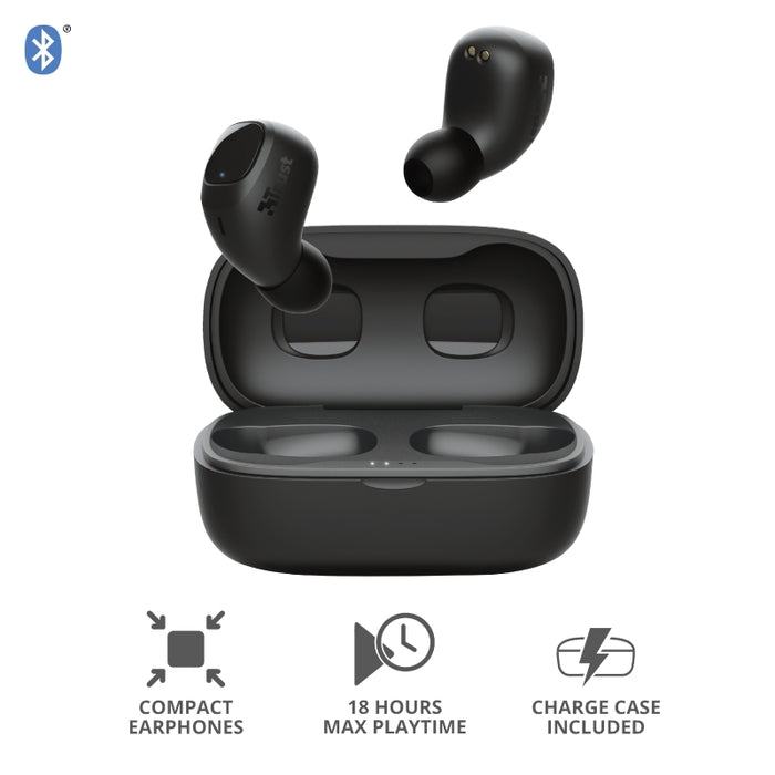Headphones Trust NIKA COMPACT BT BLACK, IN-EAR (PLUGS), RF
