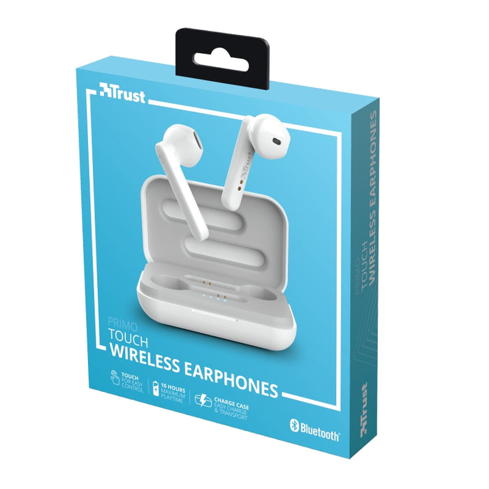 Слушалки Trust PRIMO TOUCH BT WHITE , Bluetooth , IN-EAR (ТАПИ)