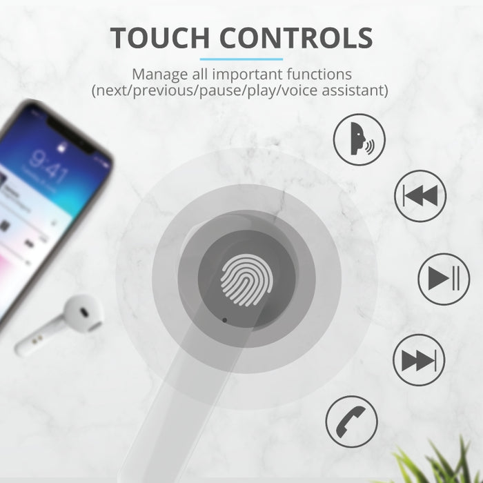 Слушалки Trust PRIMO TOUCH BT WHITE , Bluetooth , IN-EAR (ТАПИ)