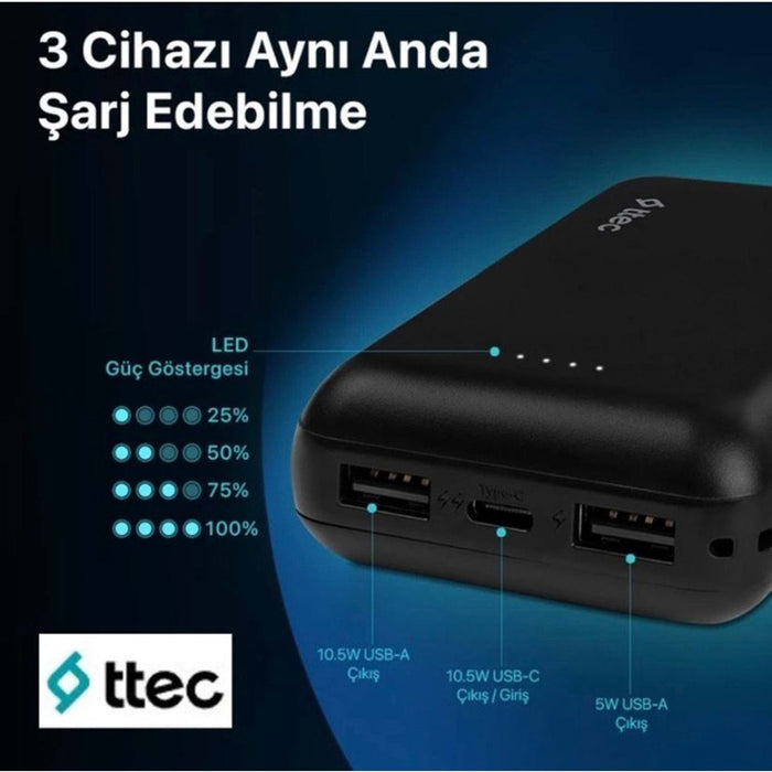 EXTERNAL BATTERY TTEC ReCharger 10000 mAh Black