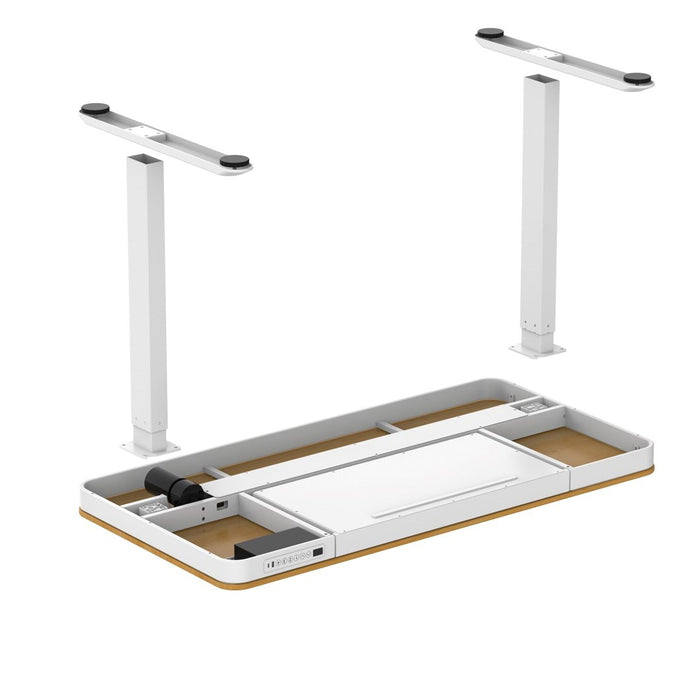 Tuckano Electric Height Adjustable Desk ET119W-C White/Oak. Desk top dimensions 120 x 60cm.