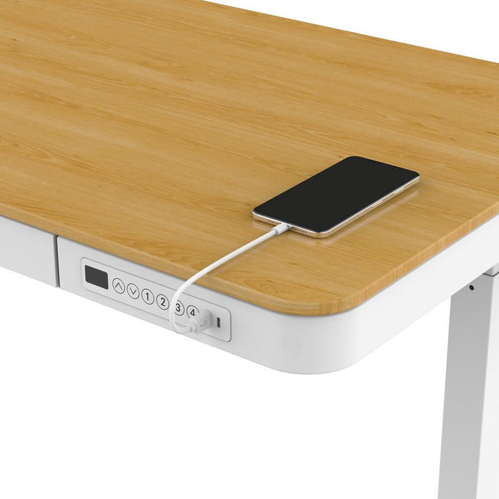 Tuckano Electric Height Adjustable Desk ET119W-C White/Oak. Desk top dimensions 120 x 60cm.