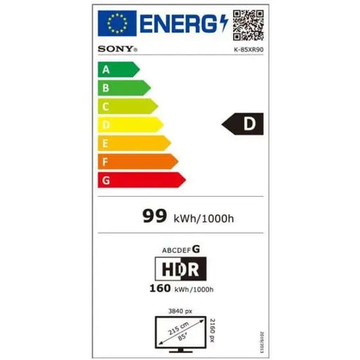 TV SONY Bravia 9 K85XR90PAEP 85’’ (215 cm) XR Processor Mini LED(QLED) 4K Ultra HD Smart Google TV (2024) - QLED