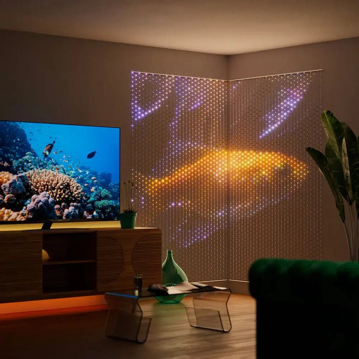 Twinkly Matrix - 480 RGB LED Pearl-shaped lights clear wire 3.3x3.3ft F-plug type - Decorative