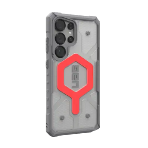 UAG Pathfinder Clear Magnet Bundle Magnetic Case and Wrist Strap for Samsung Galaxy S25 Ultra 5G - Gray/Red - Other