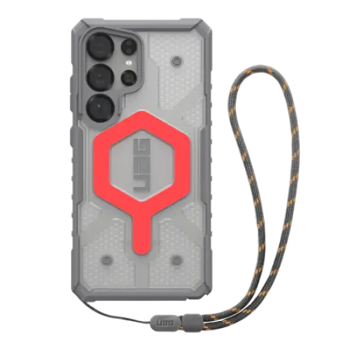 UAG Pathfinder Clear Magnet Bundle Magnetic Case and Wrist Strap for Samsung Galaxy S25 Ultra 5G - Gray/Red - Other
