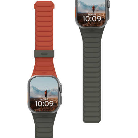 UAG Pathfinder Silicone Double-Sided Magnetic Strap for Apple Watch 42 / 44 / 45 / 46 / 49mm - Gray-Orange