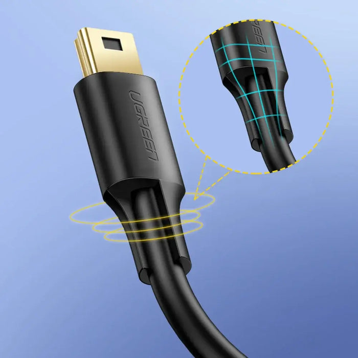Ugreen 5 pin gold-plated USB cable - mini USB 0.25m black (US132) - Cell phone cables<<<HurtelXML