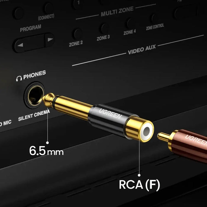 Ugreen 6.35mm jack adapter (male) to RCA (female) gold (AV169 80731) - Audio adapters<<<HurtelXML