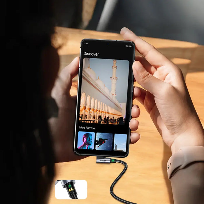 Ugreen 90° angled cable USB C - USB 2.0 480Mbps 3A 3m black (US176) - Cell phone cables<<<HurtelXML