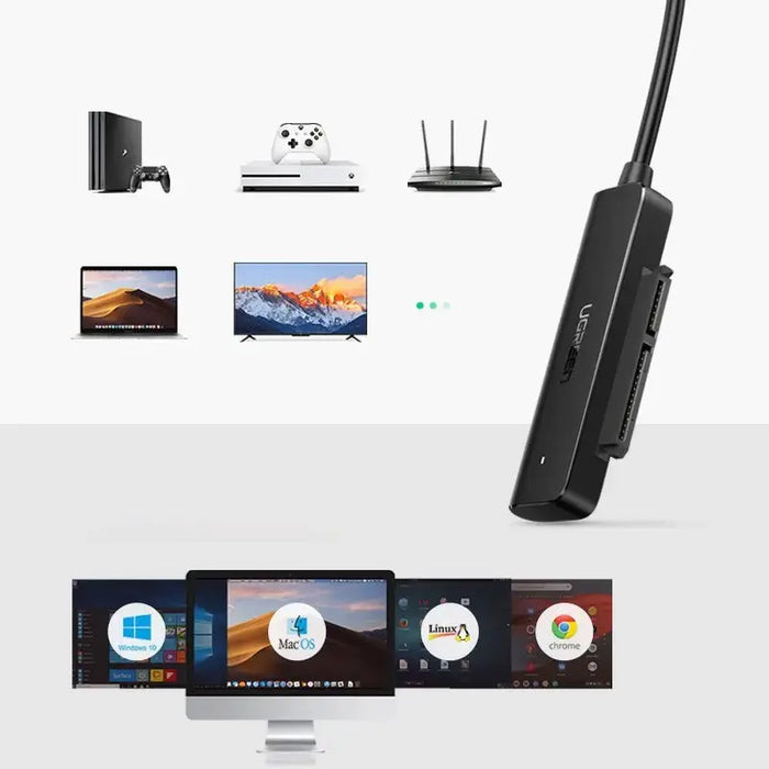 Ugreen adapter HDD SSD 2.5’’ SATA III 3.0 - USB 3.2 Gen 1 (USB 5 Gbps) black (70609 CM321) - Disk adapters<<<HurtelXML