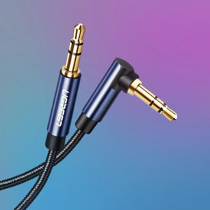 Ugreen angled AUX cable 2 x mini jack 3.5 mm 1m blue (AV112) - Audio cables<<<HurtelXML