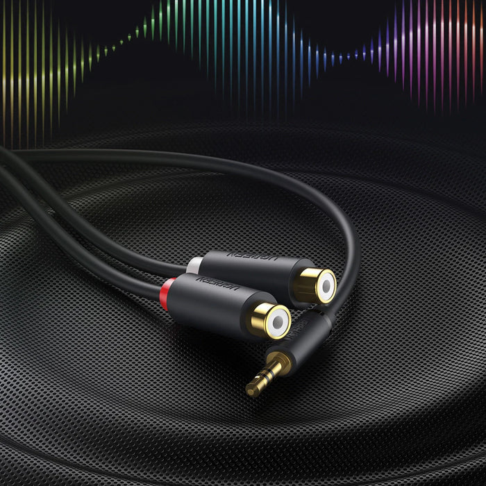 Ugreen audio adapter jack 3.5mm male to 2xRCA female cable 0.25m gray (AV109) - Audio cables<<<HurtelXML