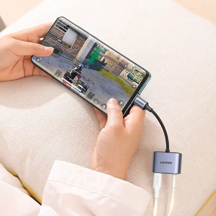 Ugreen audio adapter USB Type C (male) - USB Type C PD QC (female) + 3.5mm mini jack (female) gray (CM231) - USB