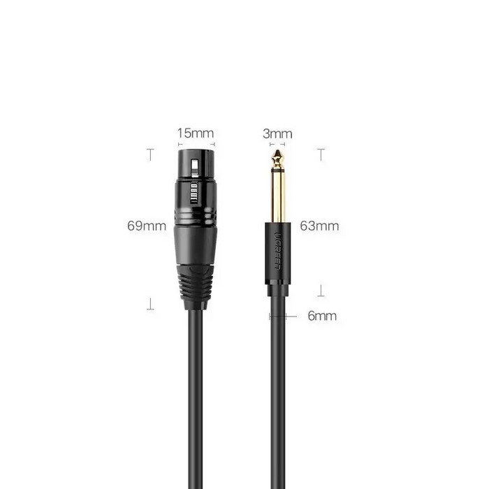 Ugreen audio cable microphone cable XLR (female) - 6.35 mm jack (male) 5 m (AV131) - Audio cables<<<HurtelXML