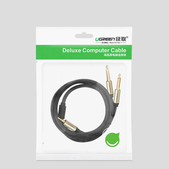 Ugreen audio cable mini jack 3.5 mm - 2 x jack 6.35 mm 2 m gray (AV126) - Audio cables<<<HurtelXML