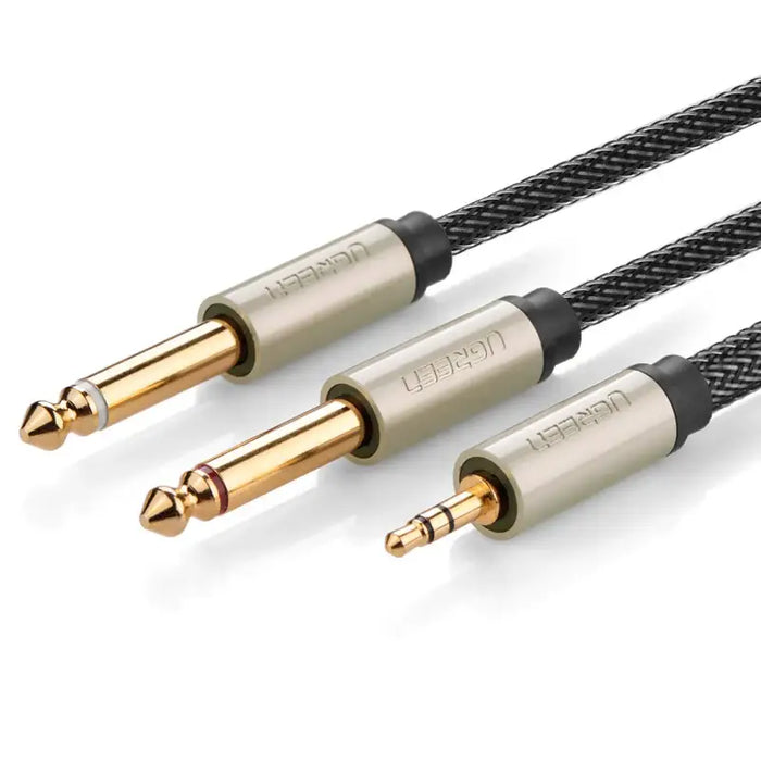 Ugreen audio cable mini jack 3.5 mm - 2 x jack 6.35 mm 2 m gray (AV126) - Audio cables<<<HurtelXML