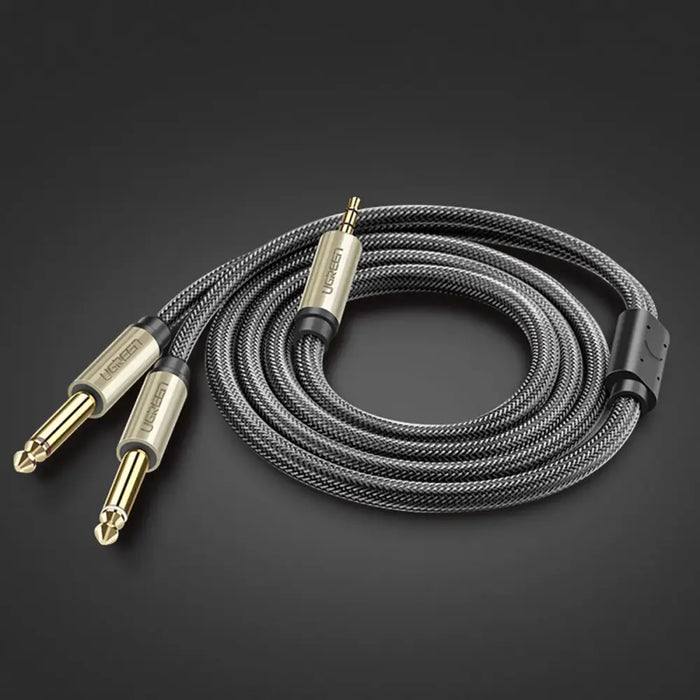 Ugreen audio cable mini jack 3.5 mm - 2 x jack 6.35 mm 2 m gray (AV126) - Audio cables<<<HurtelXML