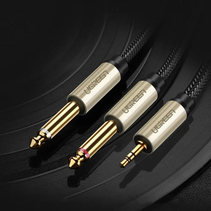 Ugreen audio cable mini jack 3.5 mm - 2 x jack 6.35 mm 2 m gray (AV126) - Audio cables<<<HurtelXML