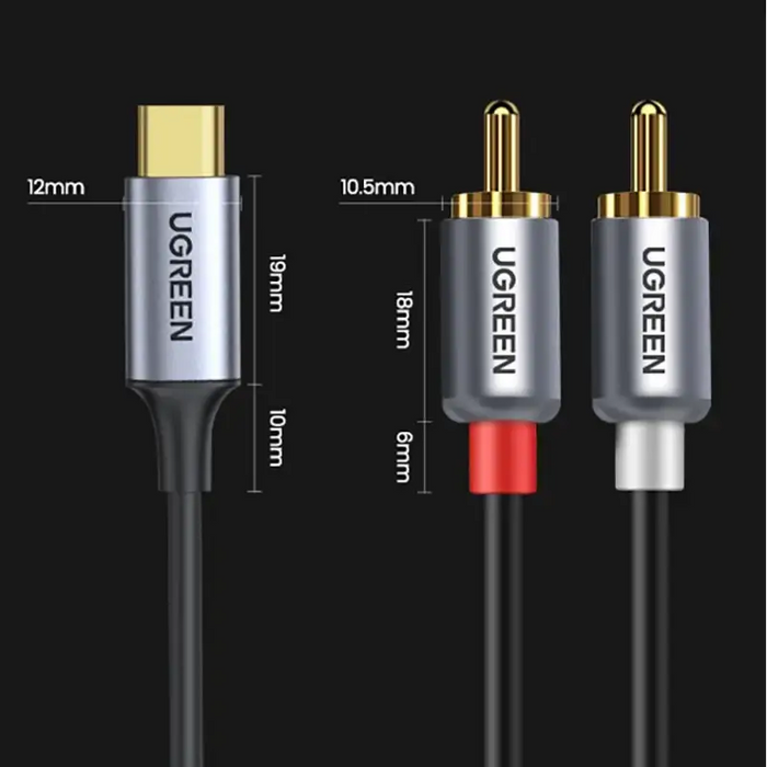 Ugreen audio cable USB Type C (male) - 2RCA (male) 1.5m gray (20193 CM451) - Audio cables<<<HurtelXML