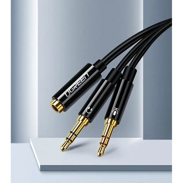 Ugreen AUX splitter cable 3.5 mm mini jack (female) - 2x 3.5 mm mini jack (male - microphone and headphones) black