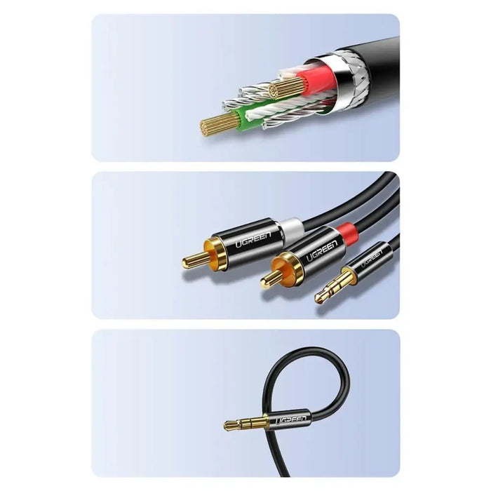 Ugreen AV116 10584 audio mini jack cable 3.5 mm (male) / 2RCA (male) 2m - black - Audio cables<<<HurtelXML