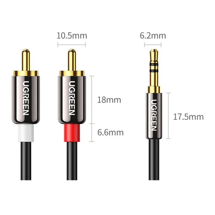 Ugreen AV116 10749 audio mini jack cable 3.5 mm (male) / 2RCA (male) 1m - black - Audio cables<<<HurtelXML