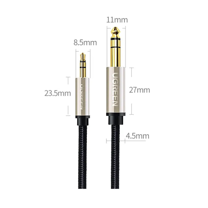 Ugreen AV127 10628 audio TRS cable mini jack 3.5mm / jack 6.35mm 2m - gray - Audio cables<<<HurtelXML