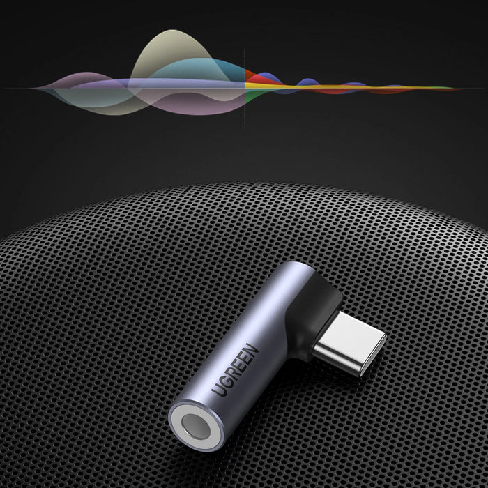 Ugreen AV154 80384 USB-C adapter (male) angled / mini jack 3.5mm (female) - gray - USB adapters<<<HurtelXML