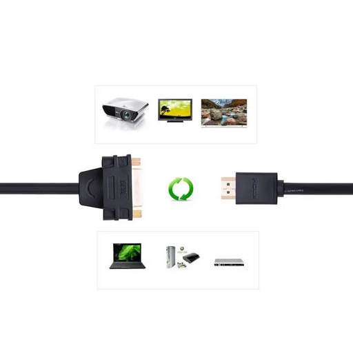 Ugreen cable cable adapter adapter DVI 24 + 5 pin (female) - HDMI (male) 22 cm black (20136) - Video cables<<<HurtelXML