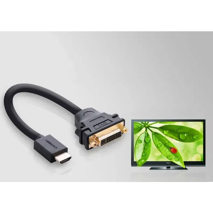 Ugreen cable cable adapter adapter DVI 24 + 5 pin (female) - HDMI (male) 22 cm black (20136) - Video cables<<<HurtelXML