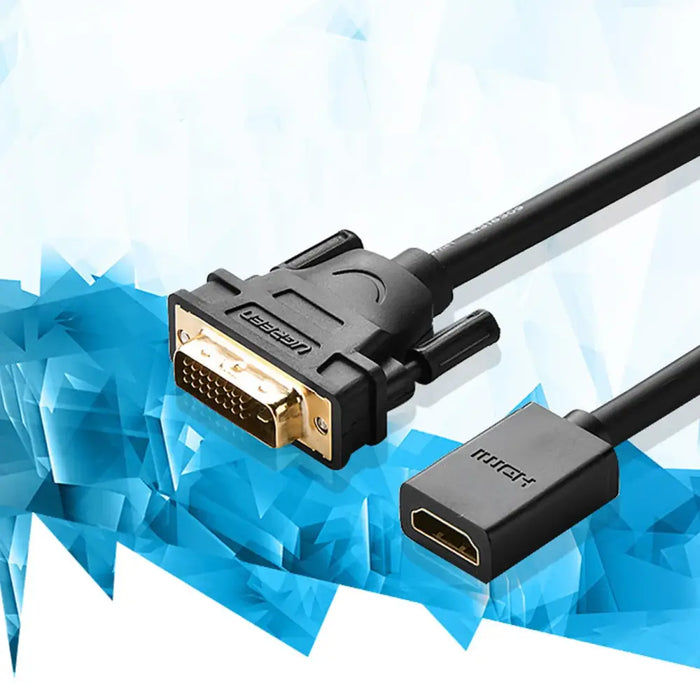 Ugreen cable adapter cable DVI (male) - HDMI (female) 0.15m black (20118) - Video cables<<<HurtelXML