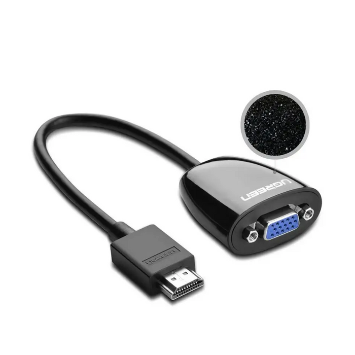 Ugreen Cable Cord Adapter Unidirectional HDMI (Male) to VGA (Female) FHD Black (MM105 40253) - Video
