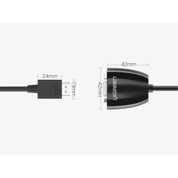Ugreen Cable Cord Adapter Unidirectional HDMI (Male) to VGA (Female) FHD Black (MM105 40253) - Video