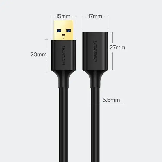 Ugreen cable cord extension adapter USB 3.0 (female) - USB 3.0 (male) 3 m black (US129 30127) - Cell phone